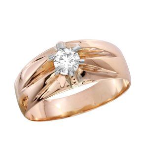 10KT Rose Gold 0.27ctw Natural Diamond Solitaire Ring Size 6.5